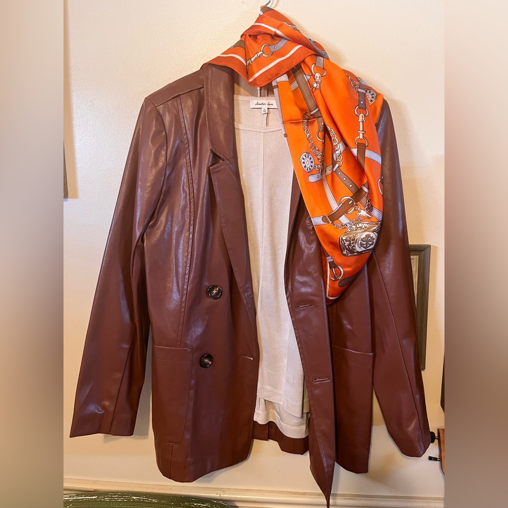 Another Love Vegan Leather Jacket size M, Top size L, Scarf Combo